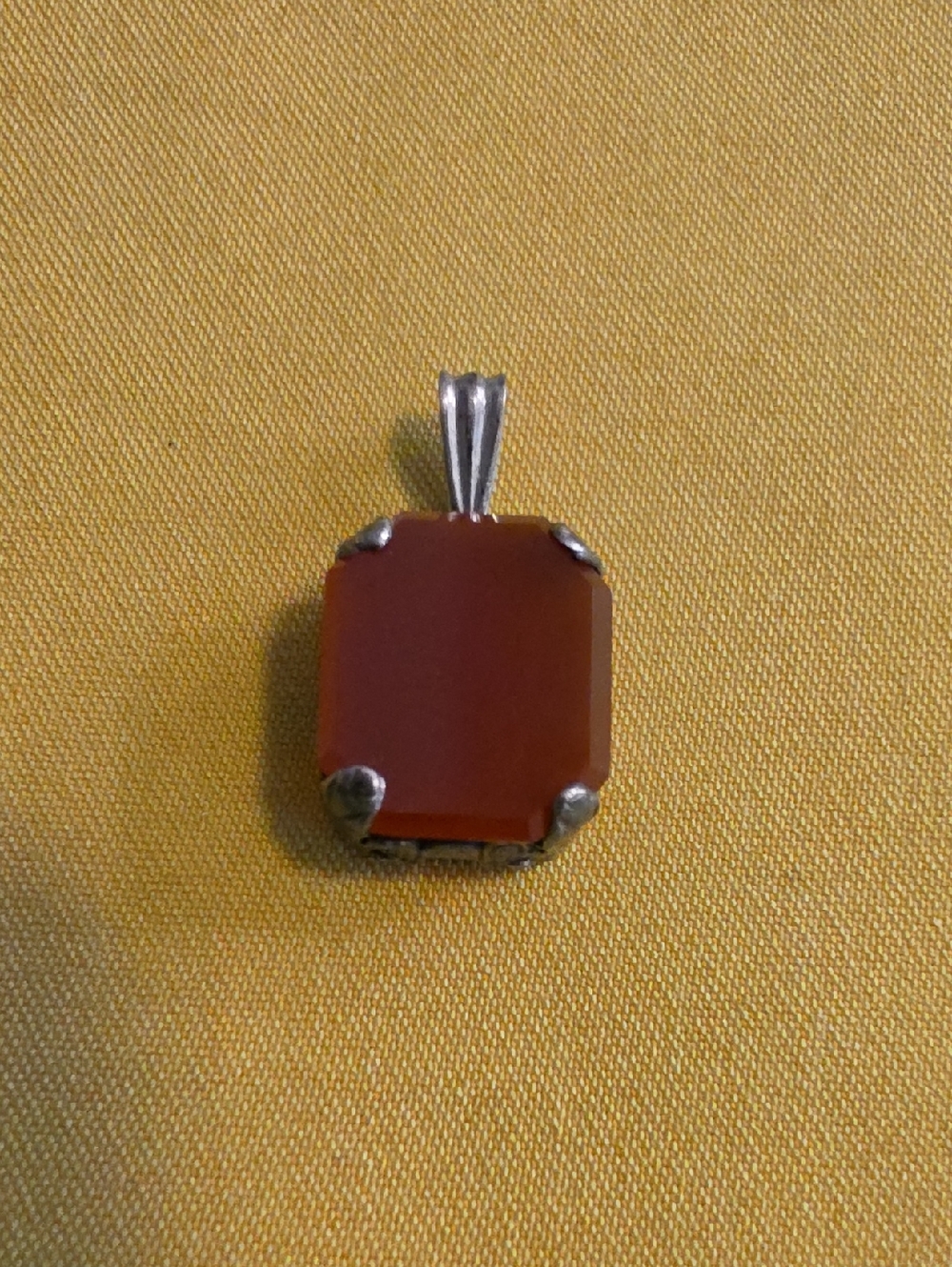 Sterling Silver Red Carnelian Pendant - Classic Rectangular Stone